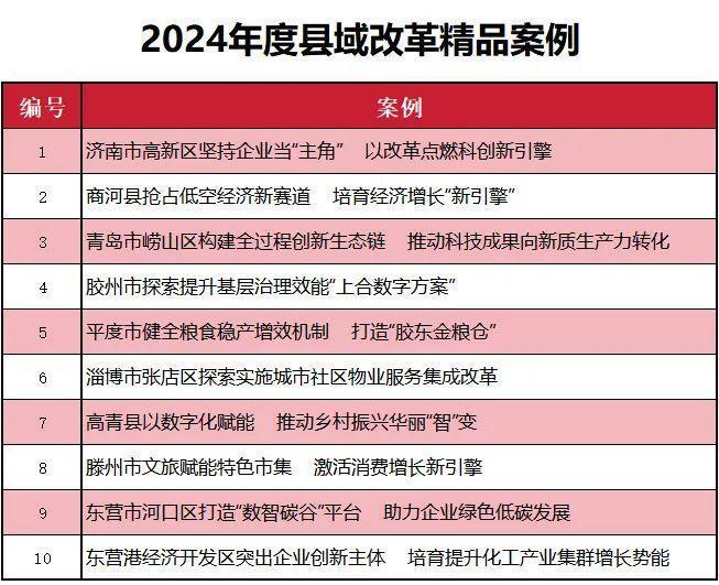 县域改革如何发力？来看2024年度山东县域改革精品案例简介